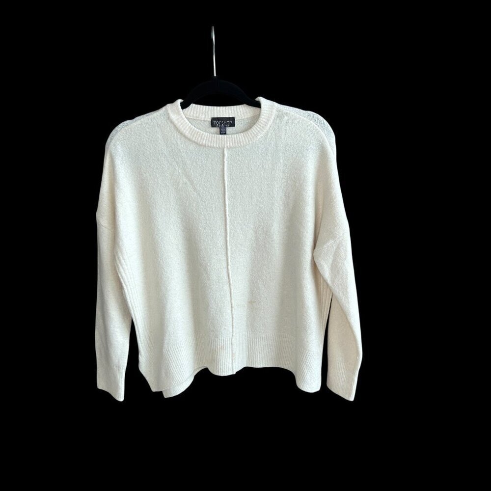 Topshop Sweater Ivory Side Zipper Detail Size 2